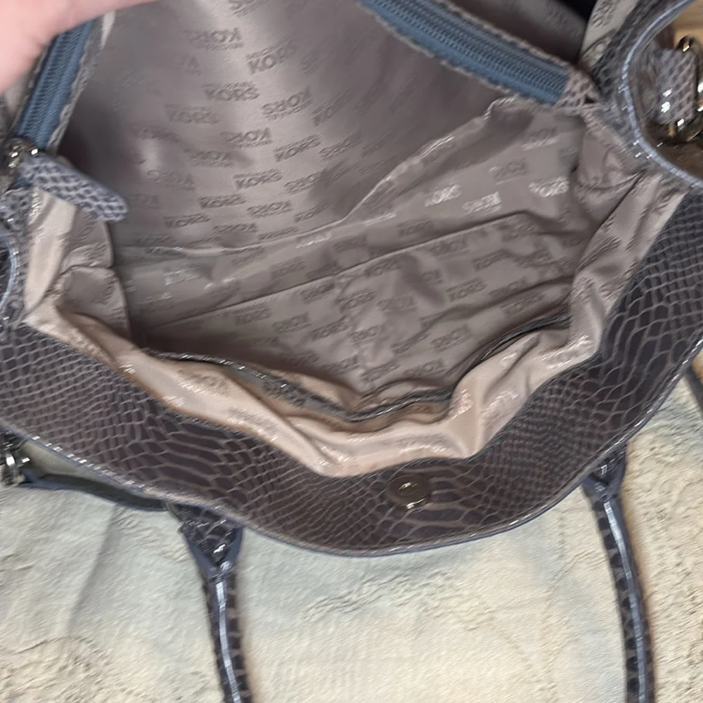 MICHAEL KORS | Python embossed‎ hamilton handbag in pewter - EUC
